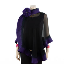 Load image into Gallery viewer, Premium black and purple silk shawl #230-23
