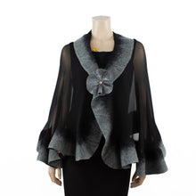 Load image into Gallery viewer, Premium black and grey silk shawl #230-14
