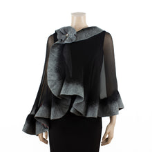 Load image into Gallery viewer, Premium black and grey silk shawl #230-14
