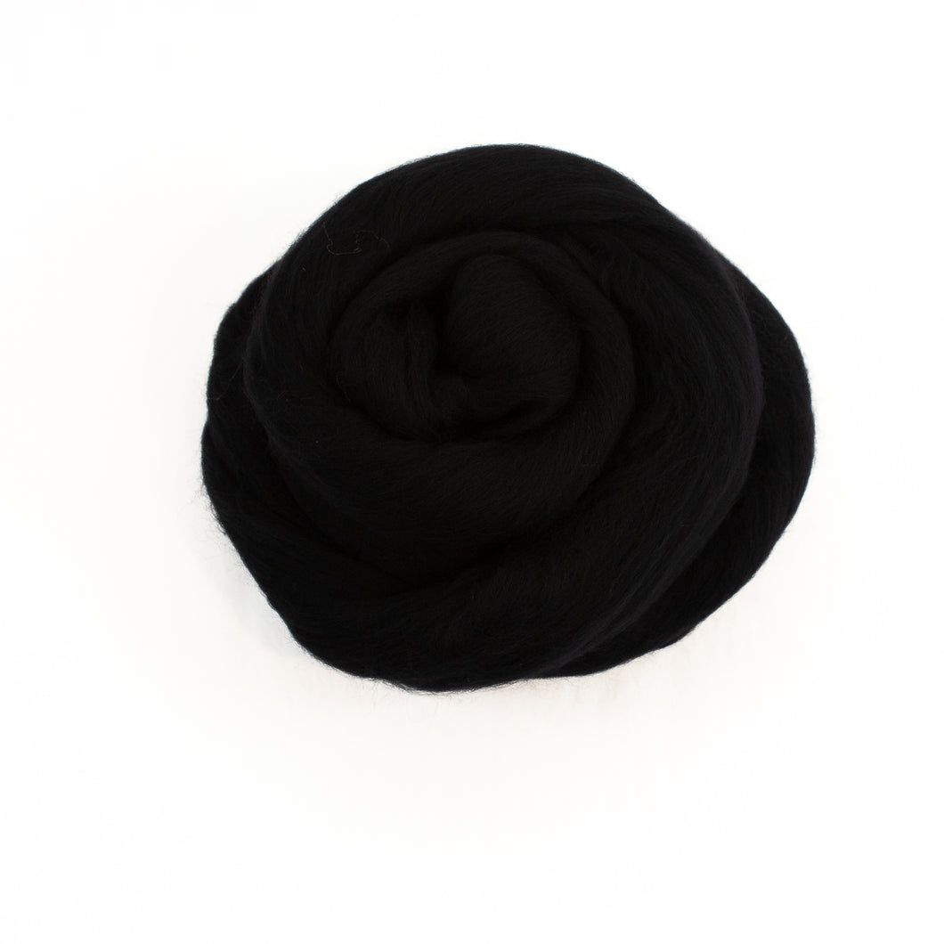 Extrafine merino wool, tops, 19 microns, Black