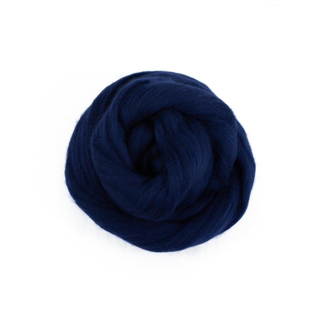 Extrafine merino wool, tops, 19 microns, Navy blue